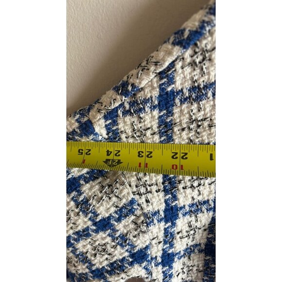 LCW Vision Womens Long Sleeve Button Down Shirt Jacket White Blue Plaid Sz M/L - Picture 5 of 10